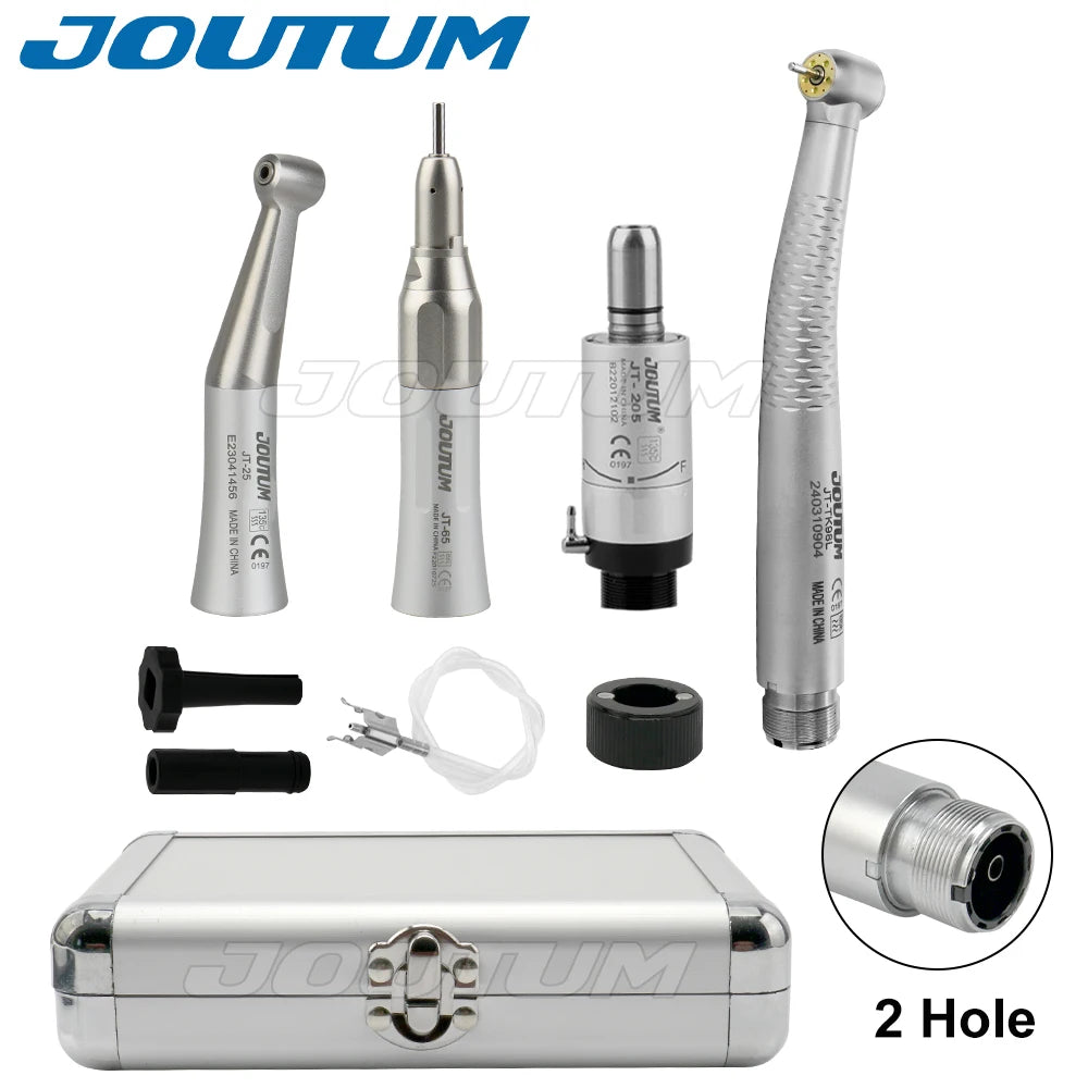 Dental High and Low Speed Handpiece Kit High Speed 5 Led light Handpiece Push Putton 1:1 Contra Angle Air Motor Set