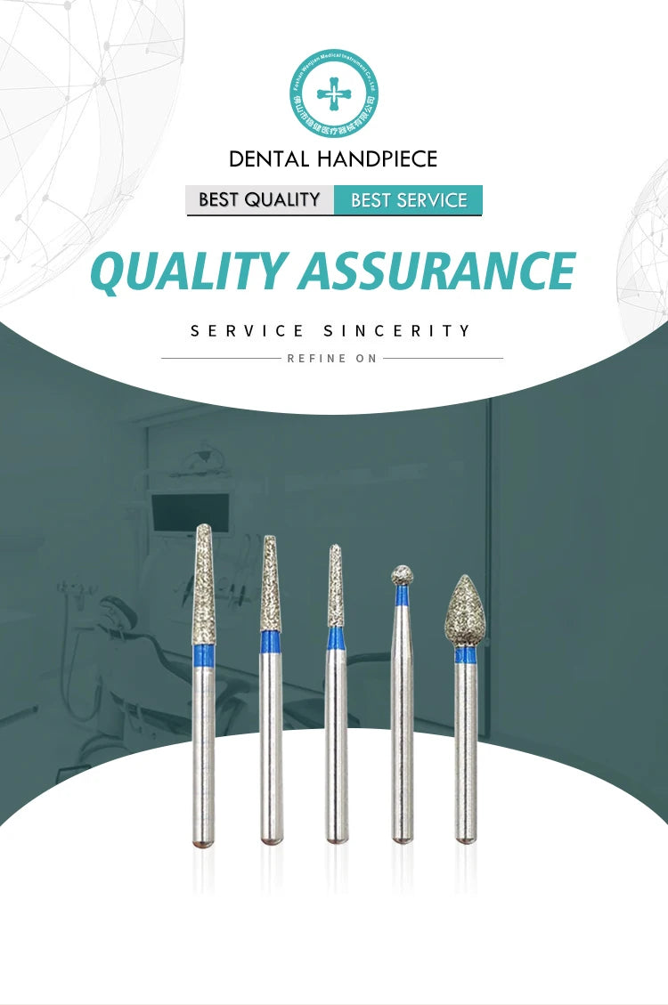 10PCS Dental Diamond Burs Drill Dentistry Burs For High Speed Handpiece Handle Diameter 1.6mm Dentist Tools Dental Materials