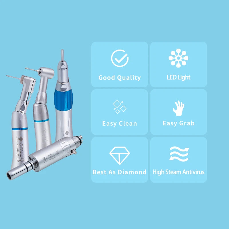 Myricko Style Dental Slow Low Speed External Single Water Spray Contra Angle Straight Air  Motor Handpiece 4 Holes  rotation
