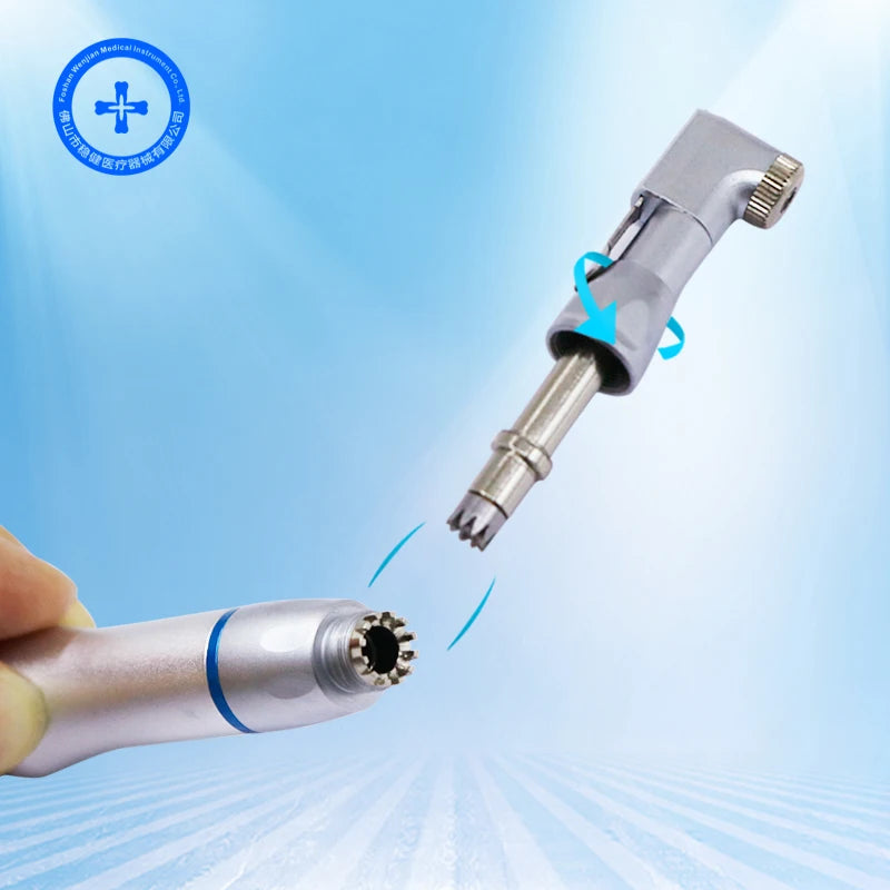 Myricko Style Dental Slow Low Speed External Single Water Spray Contra Angle Straight Air  Motor Handpiece 4 Holes  rotation