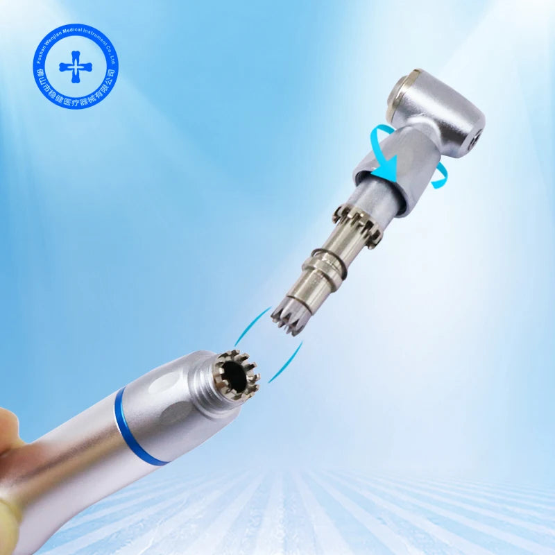 Myricko Style Dental Slow Low Speed External Single Water Spray Contra Angle Straight Air  Motor Handpiece 4 Holes  rotation