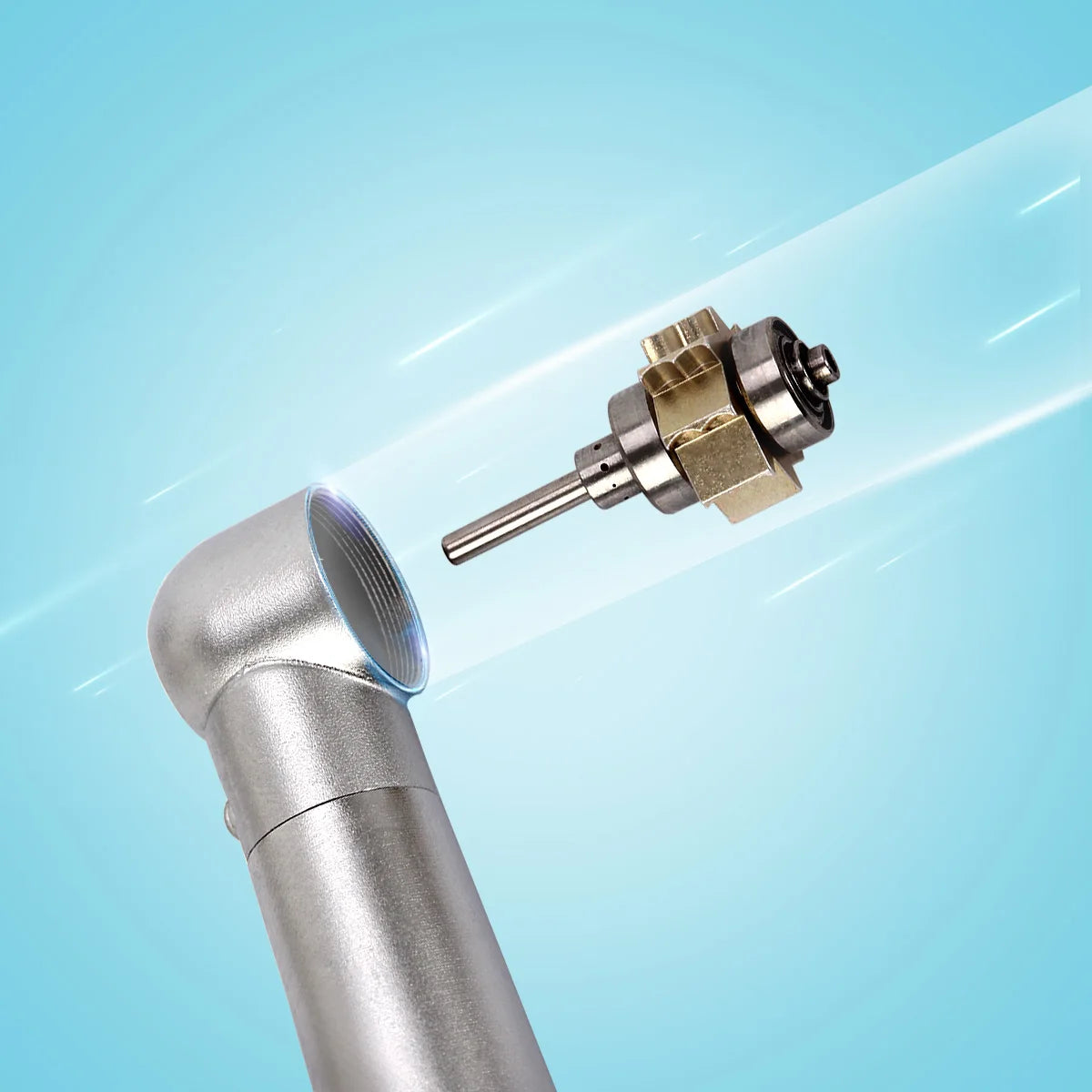 Azdent Dental LED High Speed Handpiece E-generator Integrated Standard Head Push Button 3 Water Spray JD008A-SP