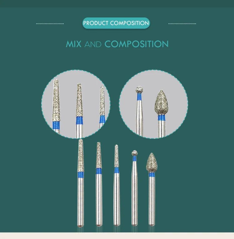 10PCS Dental Diamond Burs Drill Dentistry Burs For High Speed Handpiece Handle Diameter 1.6mm Dentist Tools Dental Materials