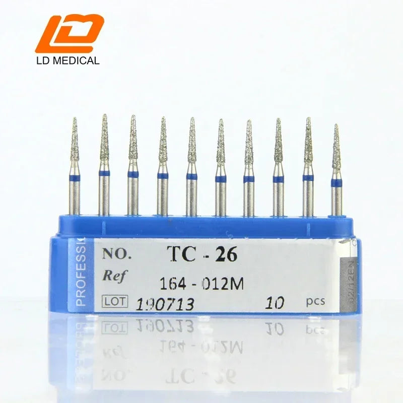 10pcs Dental Diamond Burs CR/DI/SO/TC/VP/WF/WR Series or High Speed Handpiece Dental Lab Polishing Tools Dia.1.6mm