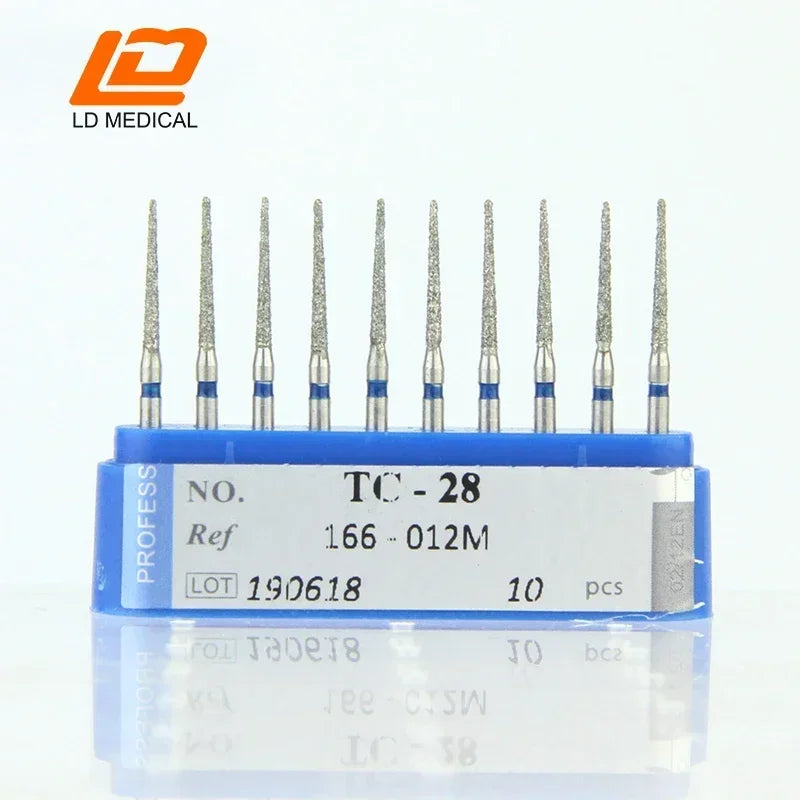 10pcs Dental Diamond Burs CR/DI/SO/TC/VP/WF/WR Series or High Speed Handpiece Dental Lab Polishing Tools Dia.1.6mm
