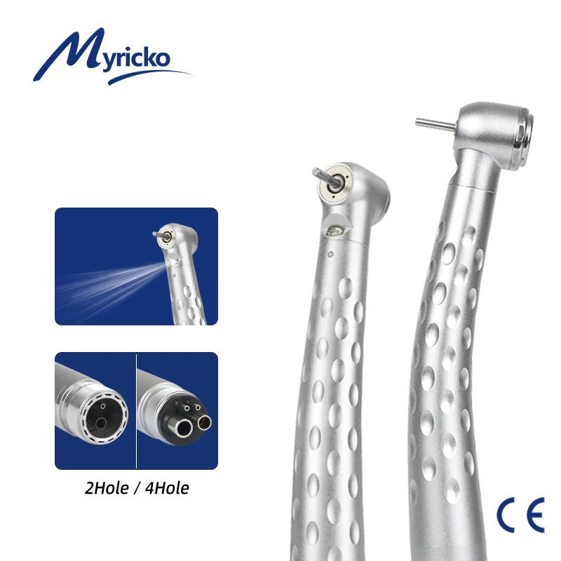 Myricko High Speed LED Dental E-generator Push Button Handpiece Air Turbine Torque Three Water Spray 2 or 4 Holes Dentist Tools
