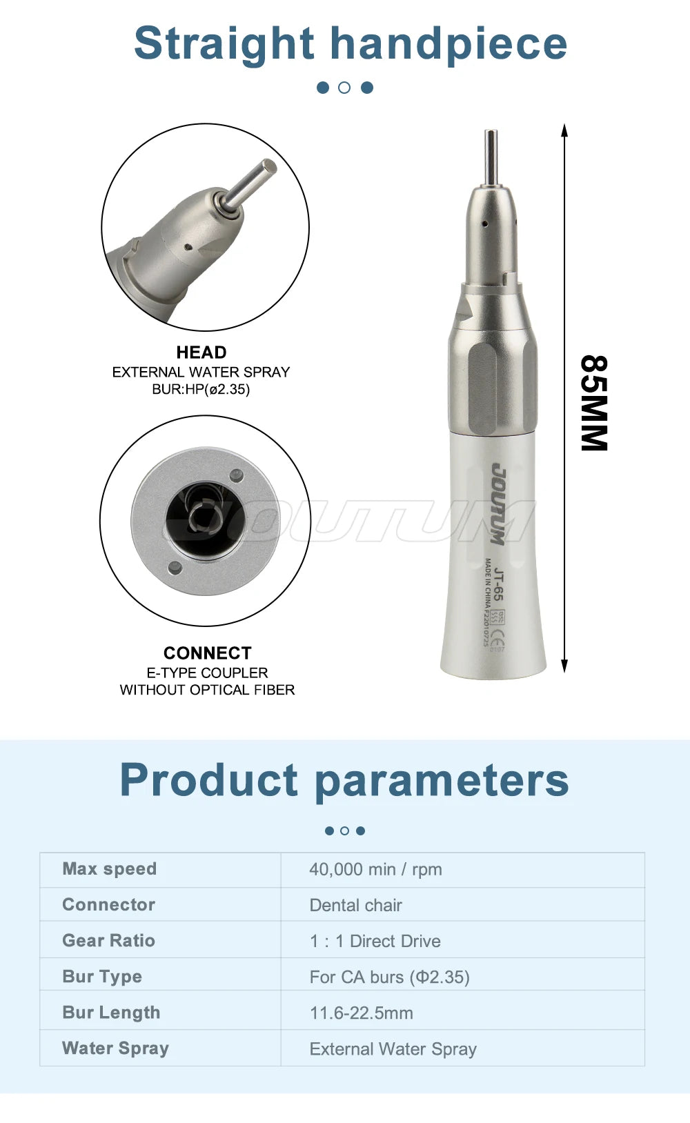 Dental High and Low Speed Handpiece Kit High Speed 5 Led light  Handpiece Push Putton 1:1 Contra Angle Air Motor Set