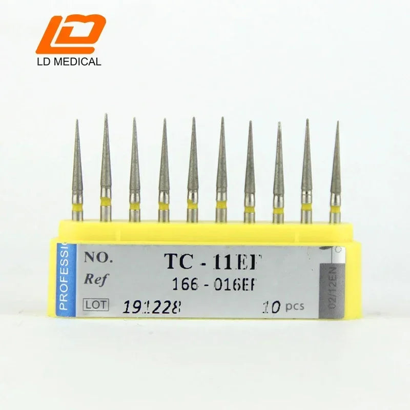 10pcs Dental Diamond Burs CR/DI/SO/TC/VP/WF/WR Series or High Speed Handpiece Dental Lab Polishing Tools Dia.1.6mm