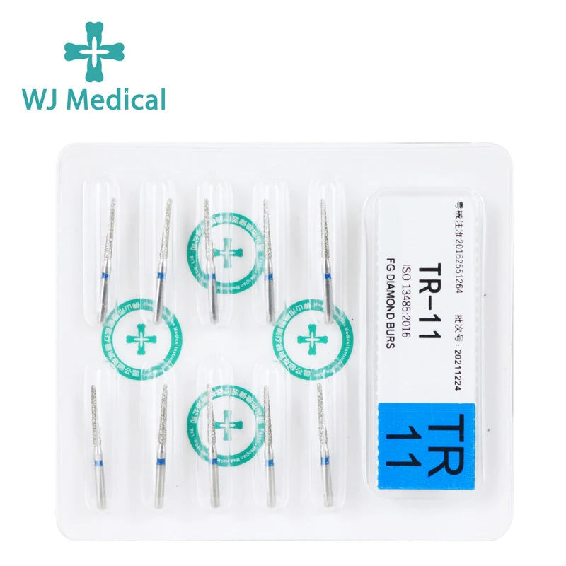 10PCS Dental Diamond Burs Drill Dentistry Burs For High Speed Handpiece Handle Diameter 1.6mm Dentist Tools Dental Materials
