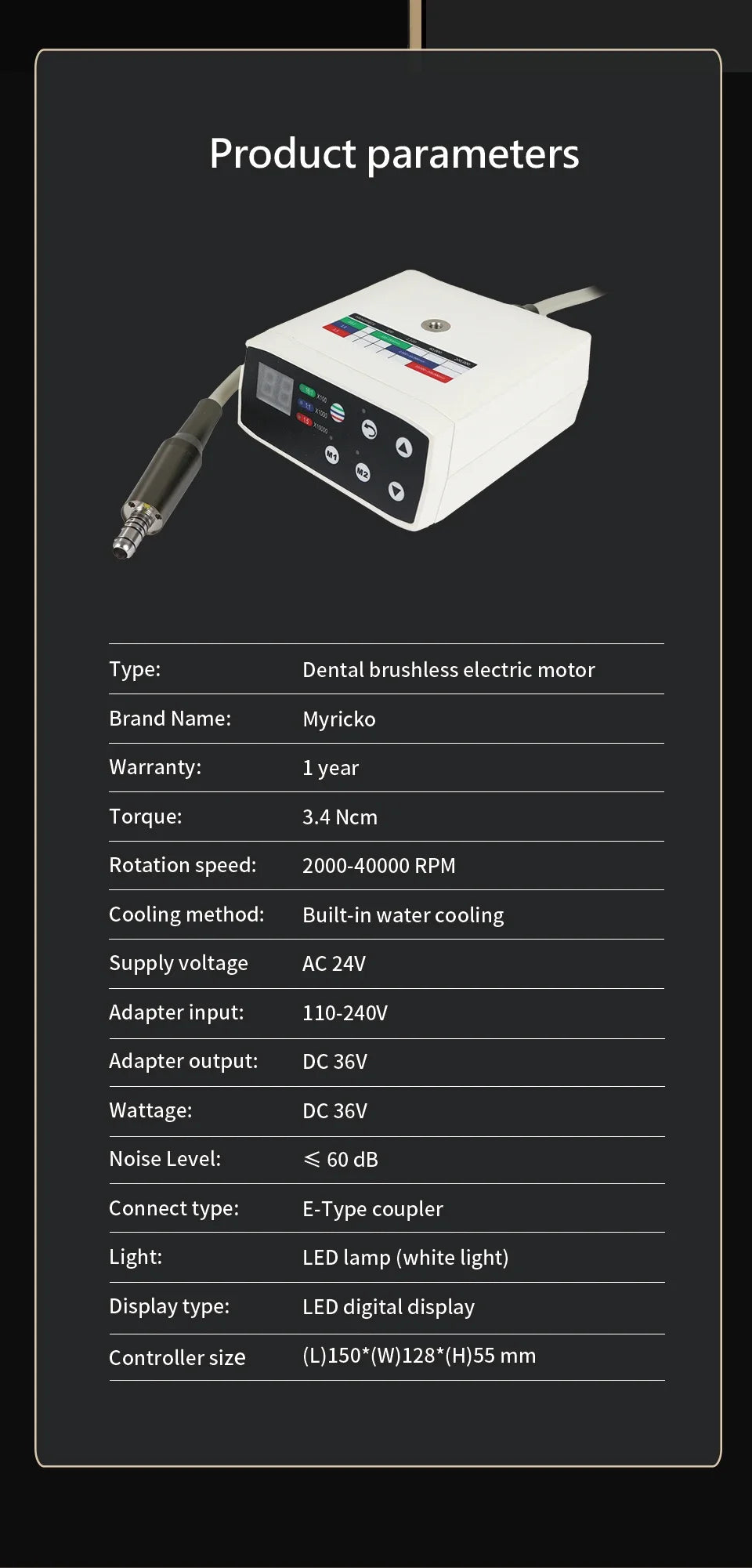 1:5/1:1 Dental Brushless Electric Motor LED Micromotor: Fiber Optic Contra Angle, Low Speed Handpiece as Dentist Lab Equipment