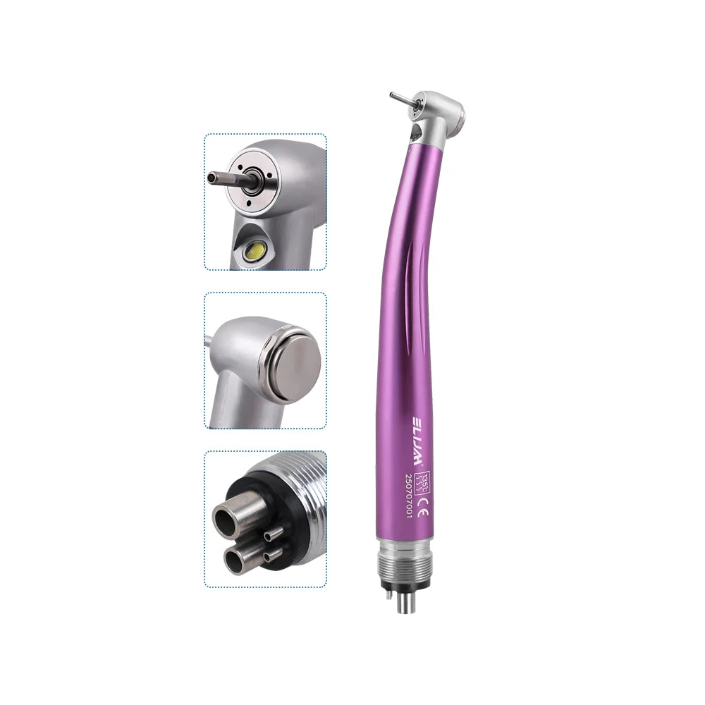 SYJH Dental 2/4Holes LED High Speed HandpieceStandard Head Single Water Spray Push Button Air Turbine Dentistry Instrument Tools