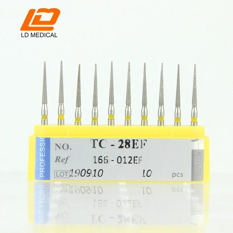 10pcs Dental Diamond Burs CR/DI/SO/TC/VP/WF/WR Series or High Speed Handpiece Dental Lab Polishing Tools Dia.1.6mm