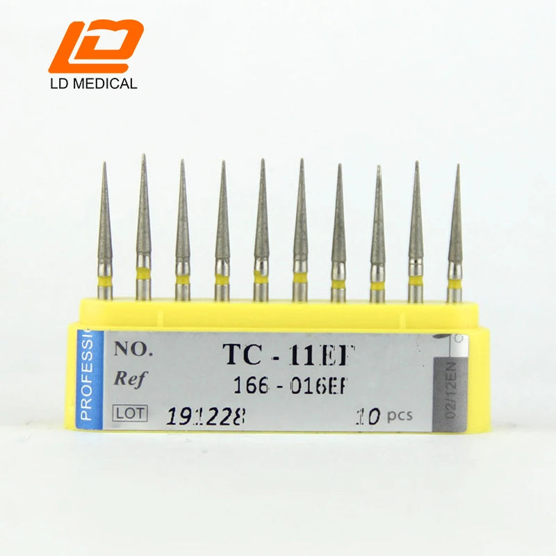 10pcs Dental Diamond Burs CR/DI/SO/TC/VP/WF/WR Series or High Speed Handpiece Dental Lab Polishing Tools Dia.1.6mm