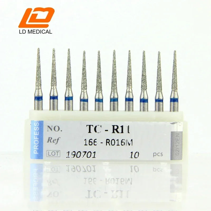 10pcs Dental Diamond Burs CR/DI/SO/TC/VP/WF/WR Series or High Speed Handpiece Dental Lab Polishing Tools Dia.1.6mm