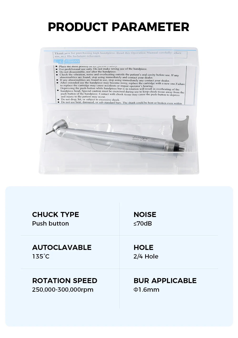 AZDENT Dental 45 Degree Surgical High Speed Handpiece Standard Head Push Button Single Way Spray Handpiece Dentists Tools