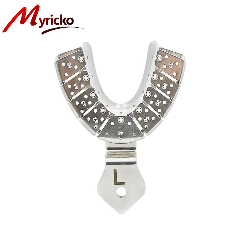 Dentist Lab Equipment: 6PCS/SET Stainless Steel Dental Impression Trays, Upper and Lower Autoclavable Teeth Holder