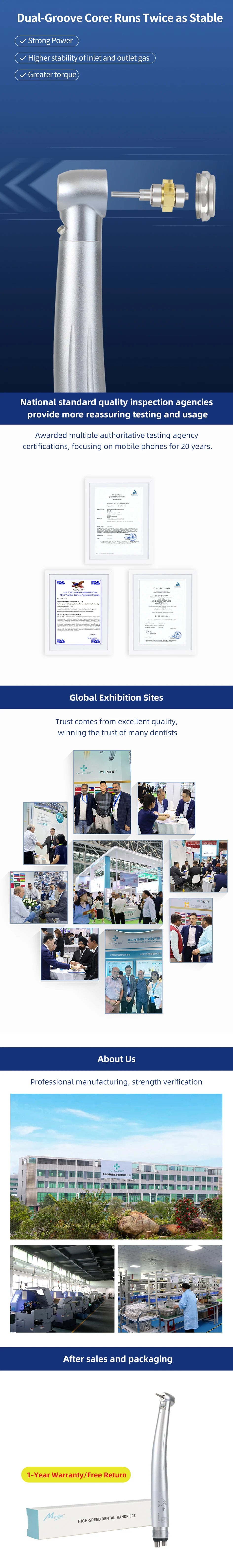 Myricko Dental High Speed Handpiece Triple / Single Spray Push Button Standard /Torque Head Turbine B2 M4 Dentist Tools rotation