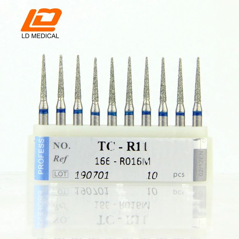 10pcs Dental Diamond Burs CR/DI/SO/TC/VP/WF/WR Series or High Speed Handpiece Dental Lab Polishing Tools Dia.1.6mm