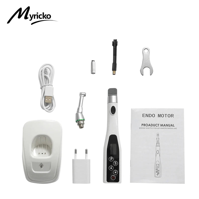 EndoMate Wireless LED Endo Motor: 16:1 Reduction Contra Angle Tool, Endodontic Kit, and Essential Dental Equipment
