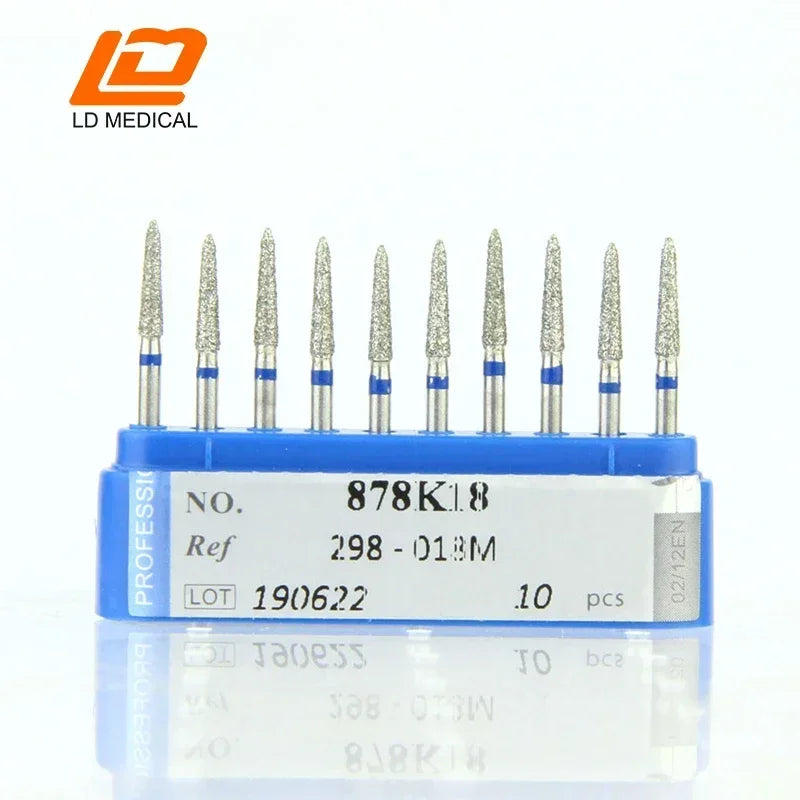 10pcs Dental Diamond Burs CR/DI/SO/TC/VP/WF/WR Series or High Speed Handpiece Dental Lab Polishing Tools Dia.1.6mm