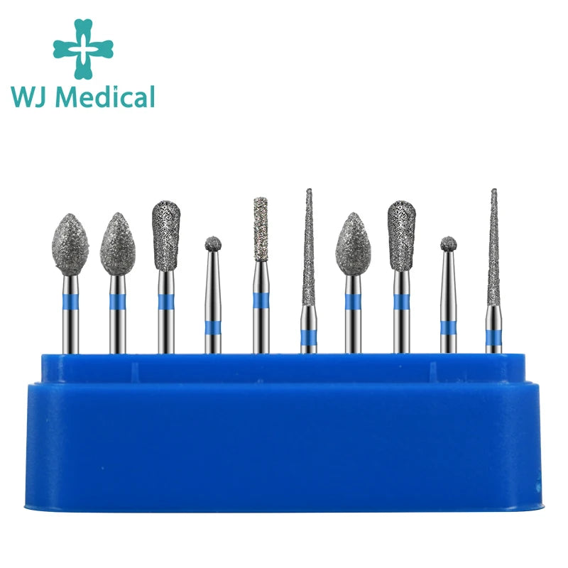 10PCS Dental Diamond Burs Drill Dentistry Burs For High Speed Handpiece Handle Diameter 1.6mm Dentist Tools Dental Materials