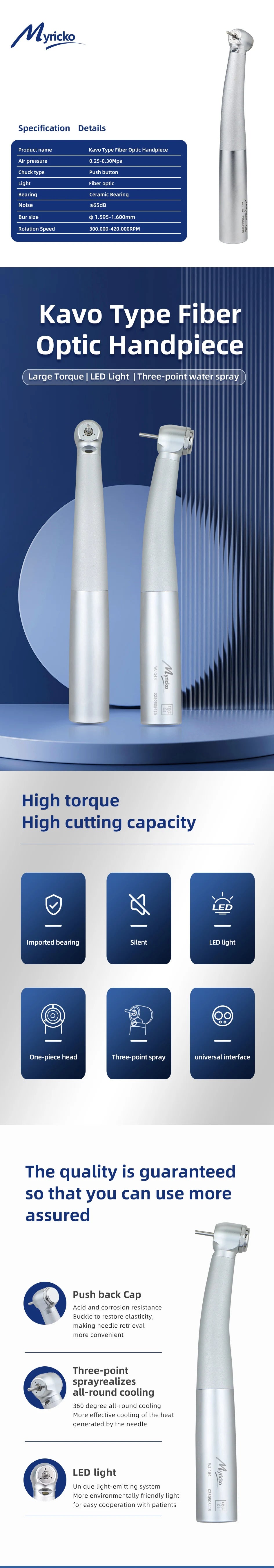 Dentist Fiber Optic LED High Speed Air Turbine Handpiec Dental Handpiece Compatible With Kavo Quick Coupling Super Powerful Tool