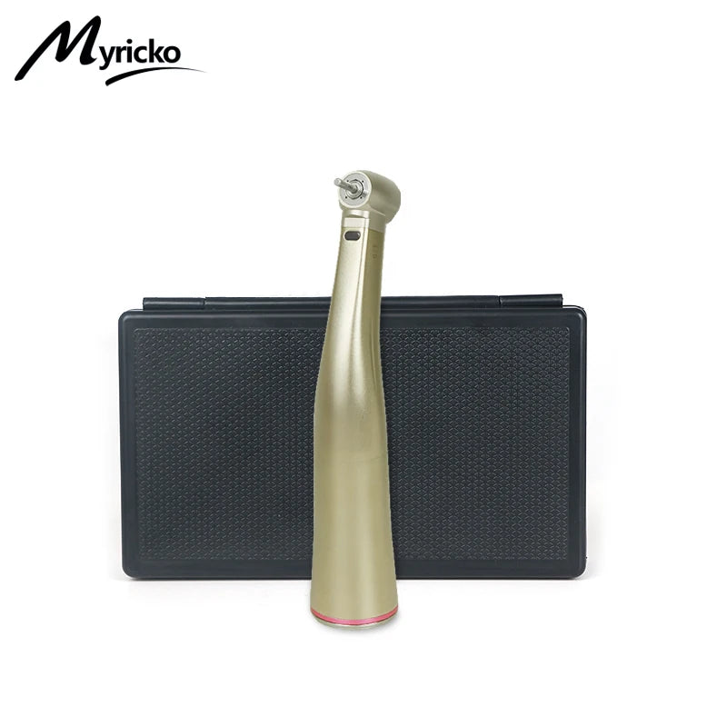 Myricko 1:5/1:1 Fiber Optic Contra Angle Dental Low Speed Red Rings Handpiece Micromotor Push Button Dentistry Instrument Tools