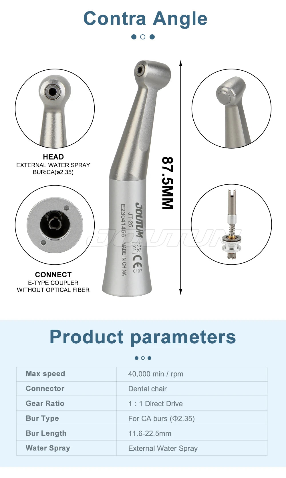Dental High and Low Speed Handpiece Kit High Speed 5 Led light  Handpiece Push Putton 1:1 Contra Angle Air Motor Set