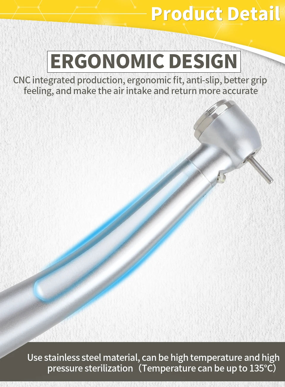 Dental LED High Speed Handpiece rotation Standard Head Air Turbine E-Generator Stainless Bearing Dentist Tips Triple Water Spray