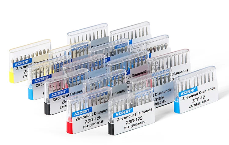 10Pcs/box Azdent Dental Diamond Burs Cutting Zirconia Ceramic Burs 1.6mm For High Speed Dental Handpieces