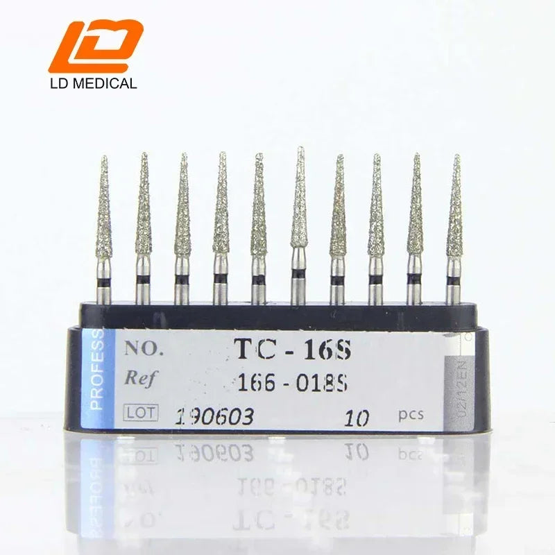 10pcs Dental Diamond Burs CR/DI/SO/TC/VP/WF/WR Series or High Speed Handpiece Dental Lab Polishing Tools Dia.1.6mm