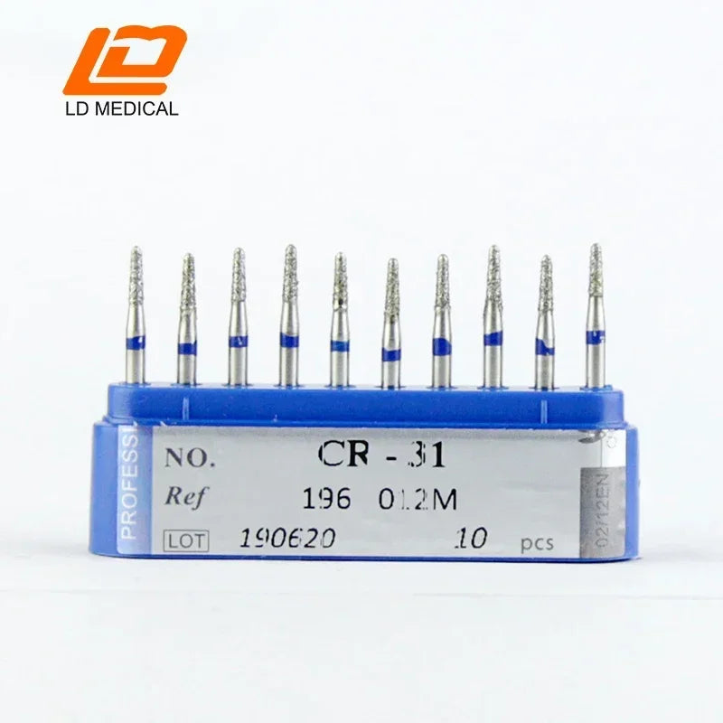 10pcs Dental Diamond Burs CR/DI/SO/TC/VP/WF/WR Series or High Speed Handpiece Dental Lab Polishing Tools Dia.1.6mm