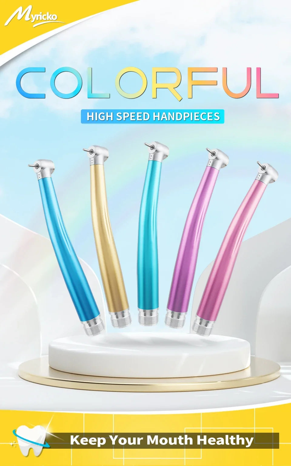 Dental High-Speed Turbine Handpiece: Sterilizable Tool with High-Rotation Electric Motor for Dentists