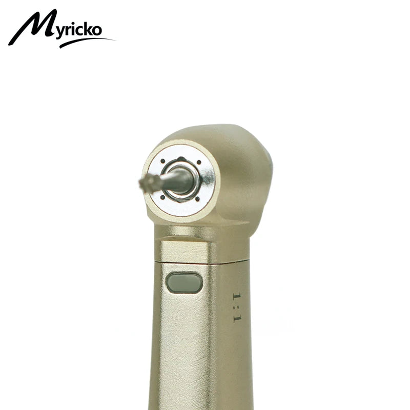 Dental Equipment Supply Low Speed1:1 Contra Angle Handpiece LED Light Air Turbine Stainless Steel Blue Ring Fiber Optic 1:1