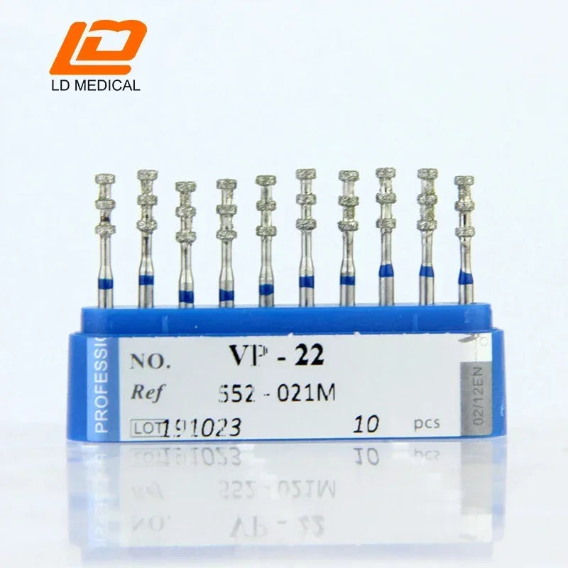 10pcs Dental Diamond Burs CR/DI/SO/TC/VP/WF/WR Series or High Speed Handpiece Dental Lab Polishing Tools Dia.1.6mm