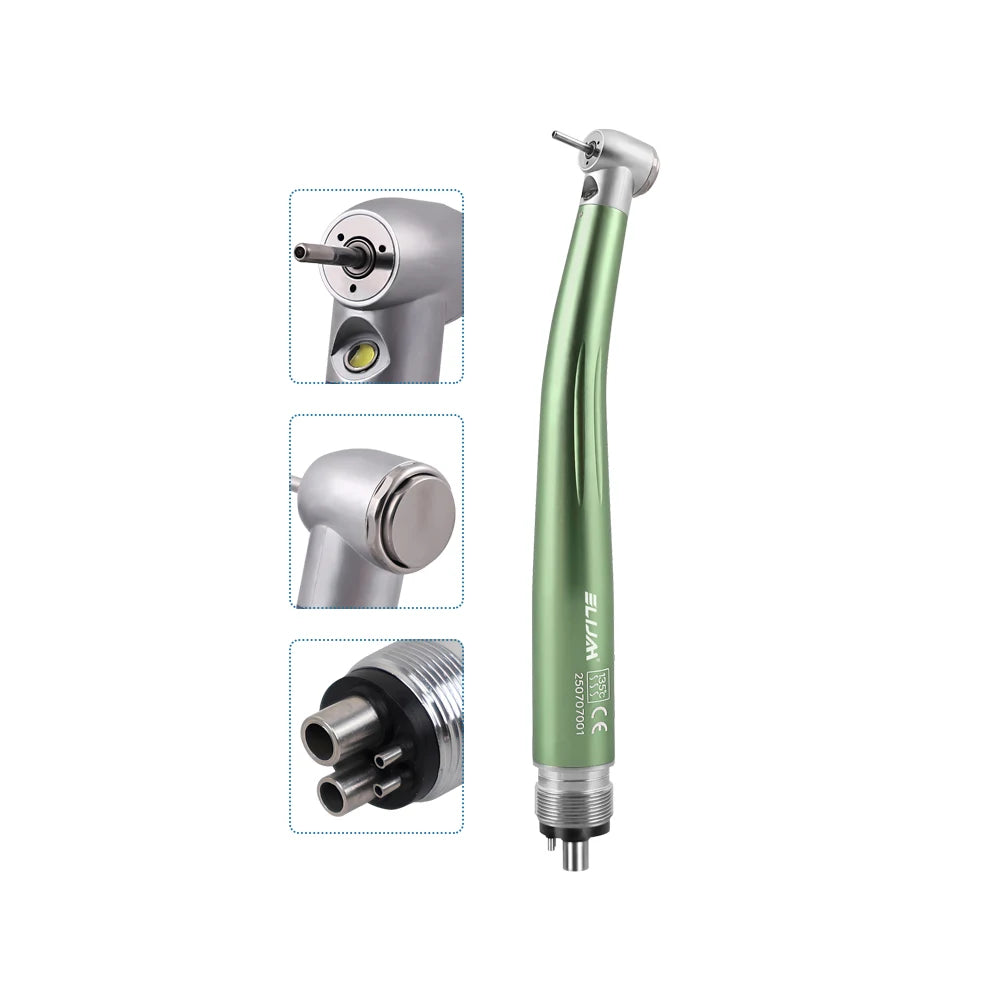 Pièce à main dentaire SYJH à 2/4 trous avec LED haute vitesse, tête standard, jet d'eau unique, turbine à air à bouton-poussoir, instruments dentaires