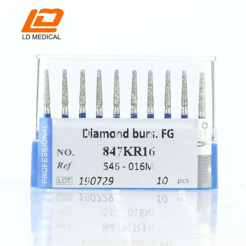 10pcs Dental Diamond Burs CR/DI/SO/TC/VP/WF/WR Series or High Speed Handpiece Dental Lab Polishing Tools Dia.1.6mm