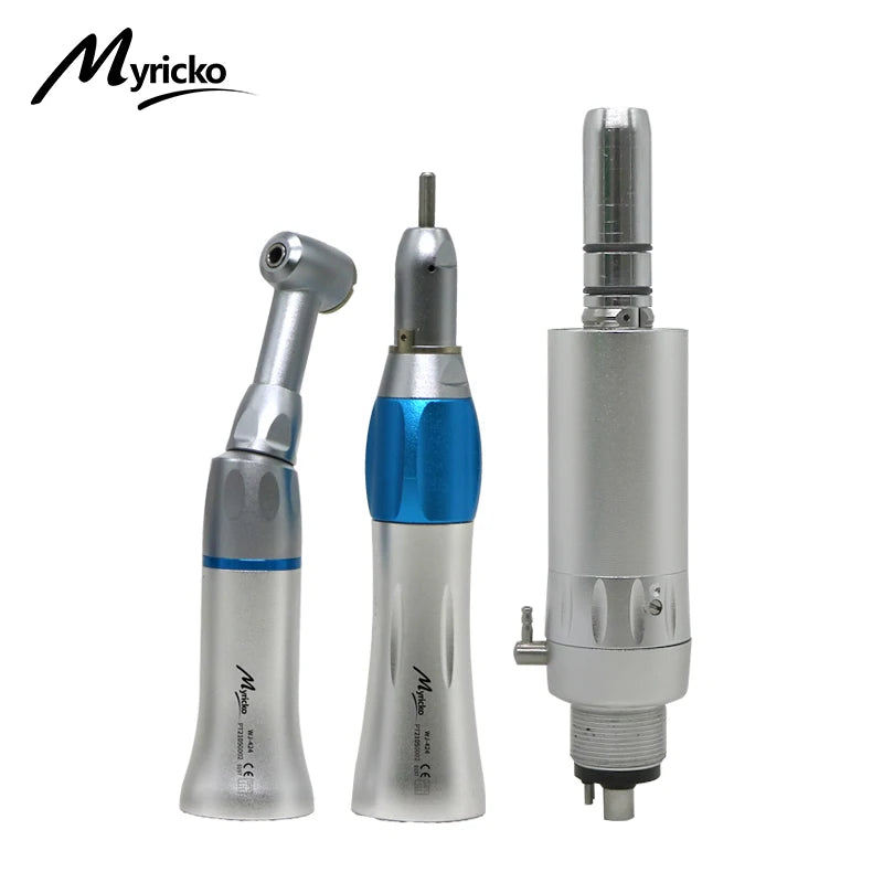 Myricko Style Dental Slow Low Speed External Single Water Spray Contra Angle Straight Air  Motor Handpiece 4 Holes  rotation