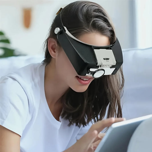 Loupe Microscope LED Light 10X Helmet Style Magnifier Glass Headband Magnifying Glasses Lupas Con Luz Reading Or Repair Use