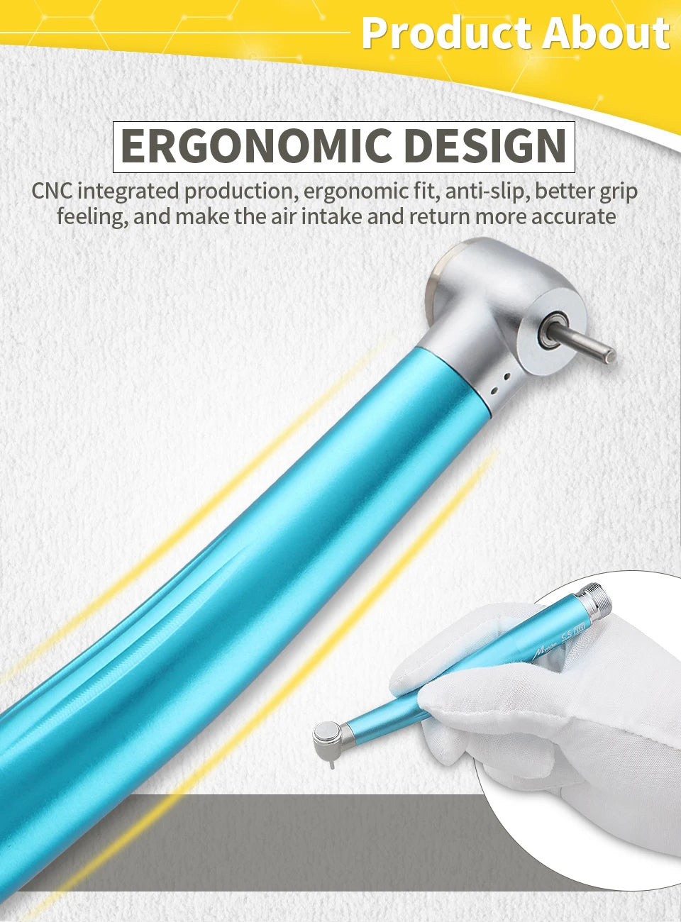 Dental High-Speed Turbine Handpiece: Sterilizable Tool with High-Rotation Electric Motor for Dentists