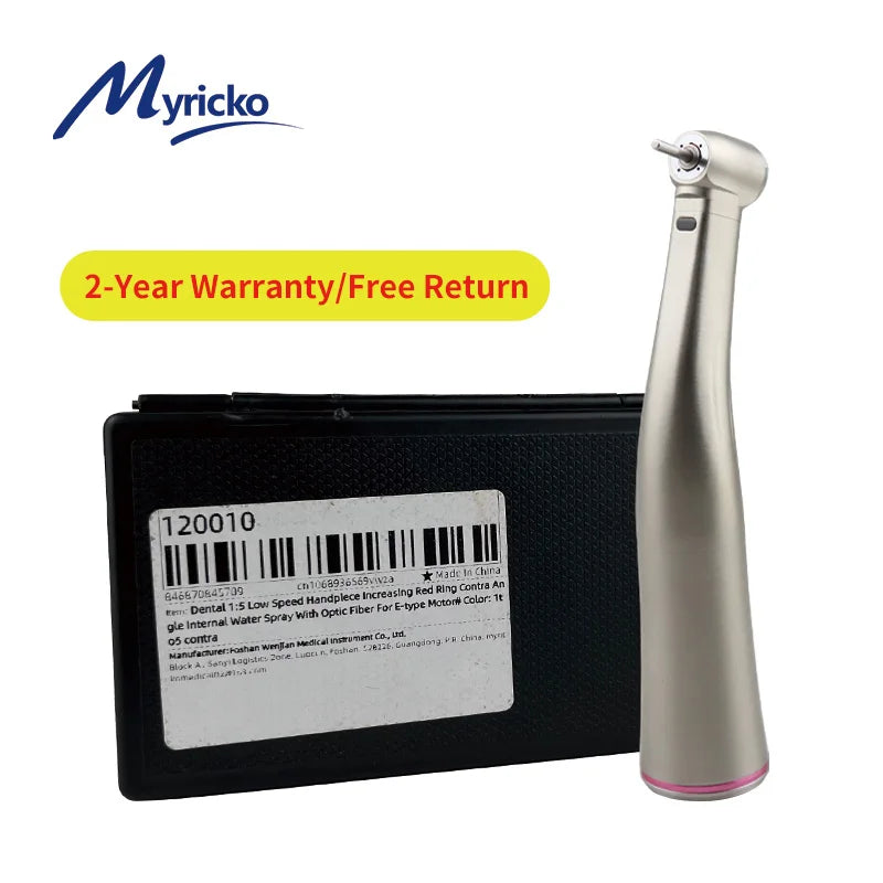 Myricko Dental  For 1:1/1:5 Bule Fiber Optic Contra Angle Low Speed Handpiece Push Button Dentistry Instrument Tools