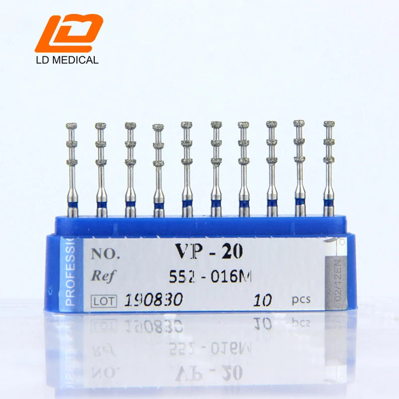 10pcs Dental Diamond Burs CR/DI/SO/TC/VP/WF/WR Series or High Speed Handpiece Dental Lab Polishing Tools Dia.1.6mm