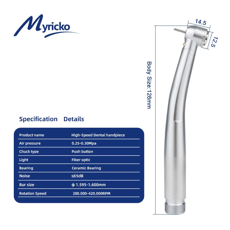 Dental LED Handpiece Integrate E-generator High Speed Ceramic Bearing Standard Head Push Button 3 Water Spray Turbine rotation