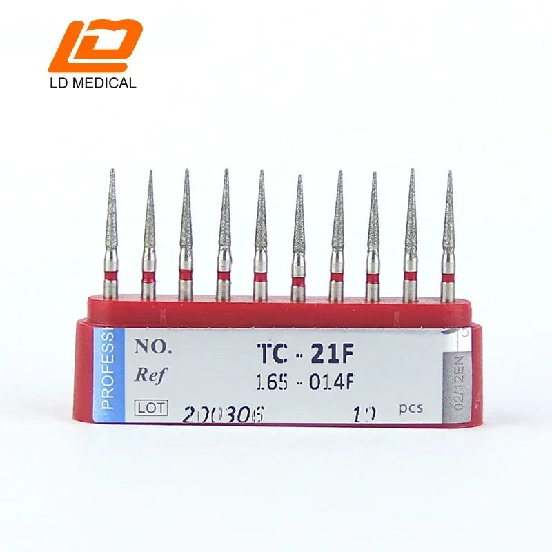 10pcs Dental Diamond Burs CR/DI/SO/TC/VP/WF/WR Series or High Speed Handpiece Dental Lab Polishing Tools Dia.1.6mm