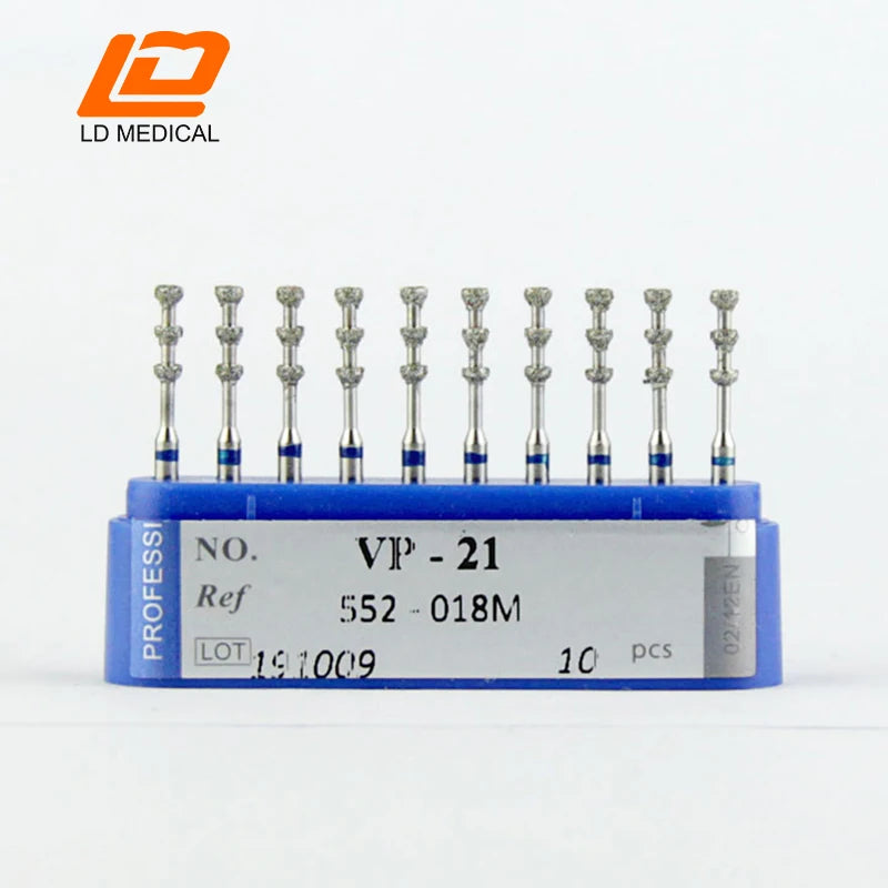 10pcs Dental Diamond Burs CR/DI/SO/TC/VP/WF/WR Series or High Speed Handpiece Dental Lab Polishing Tools Dia.1.6mm