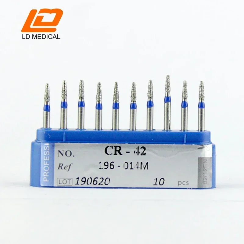 10pcs Dental Diamond Burs CR/DI/SO/TC/VP/WF/WR Series or High Speed Handpiece Dental Lab Polishing Tools Dia.1.6mm