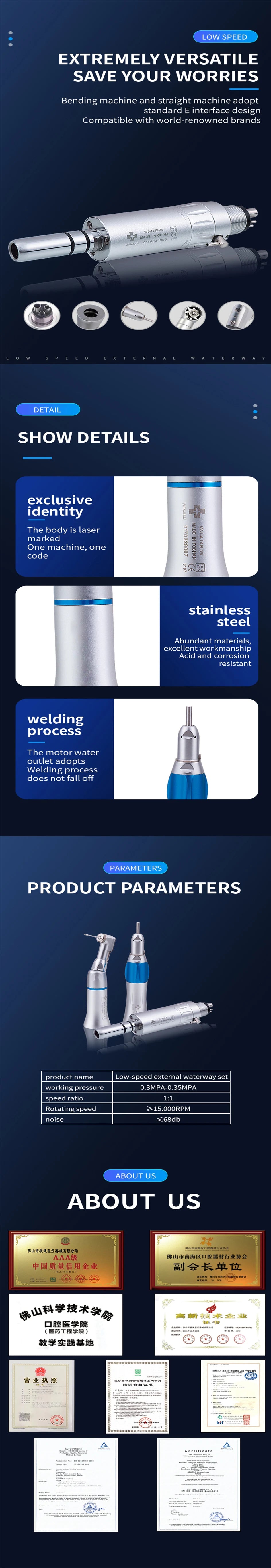 Dental Low Speed rotation  Handpiece External Water Turbine Straight Key Type/Push Button Contra Angle  Air Motor 2/4 Holes