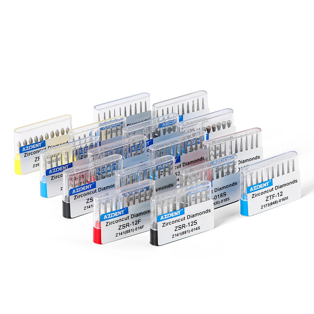10Pcs/box Azdent Dental Diamond Burs Cutting Zirconia Ceramic Burs 1.6mm For High Speed Dental Handpieces