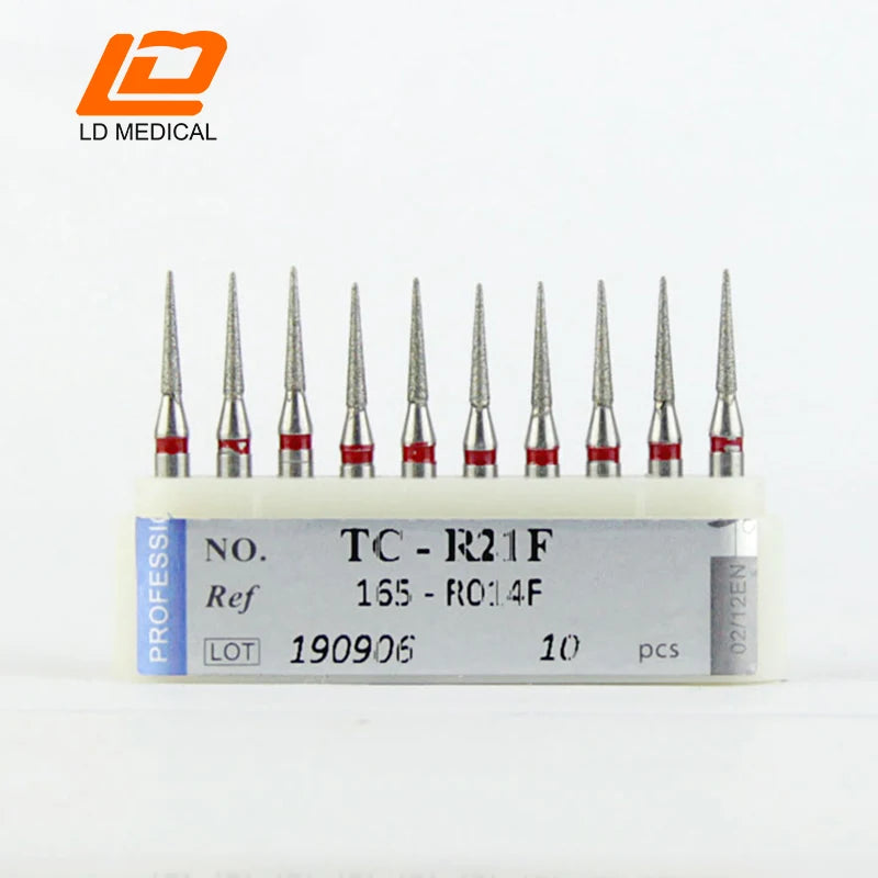 10pcs Dental Diamond Burs CR/DI/SO/TC/VP/WF/WR Series or High Speed Handpiece Dental Lab Polishing Tools Dia.1.6mm