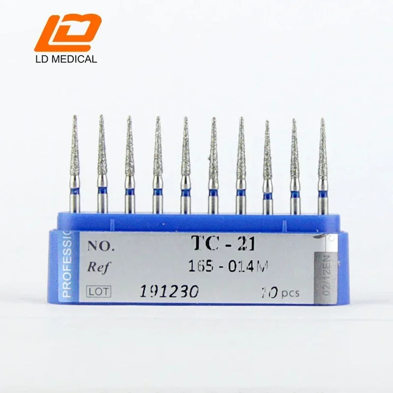 10pcs Dental Diamond Burs CR/DI/SO/TC/VP/WF/WR Series or High Speed Handpiece Dental Lab Polishing Tools Dia.1.6mm